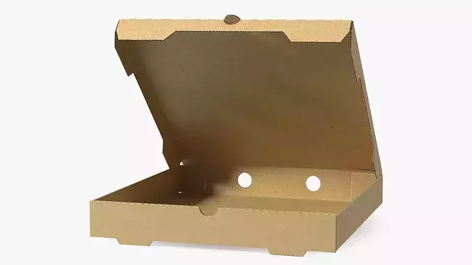 Open Pizza Box with Cartoon Design 3D model 7