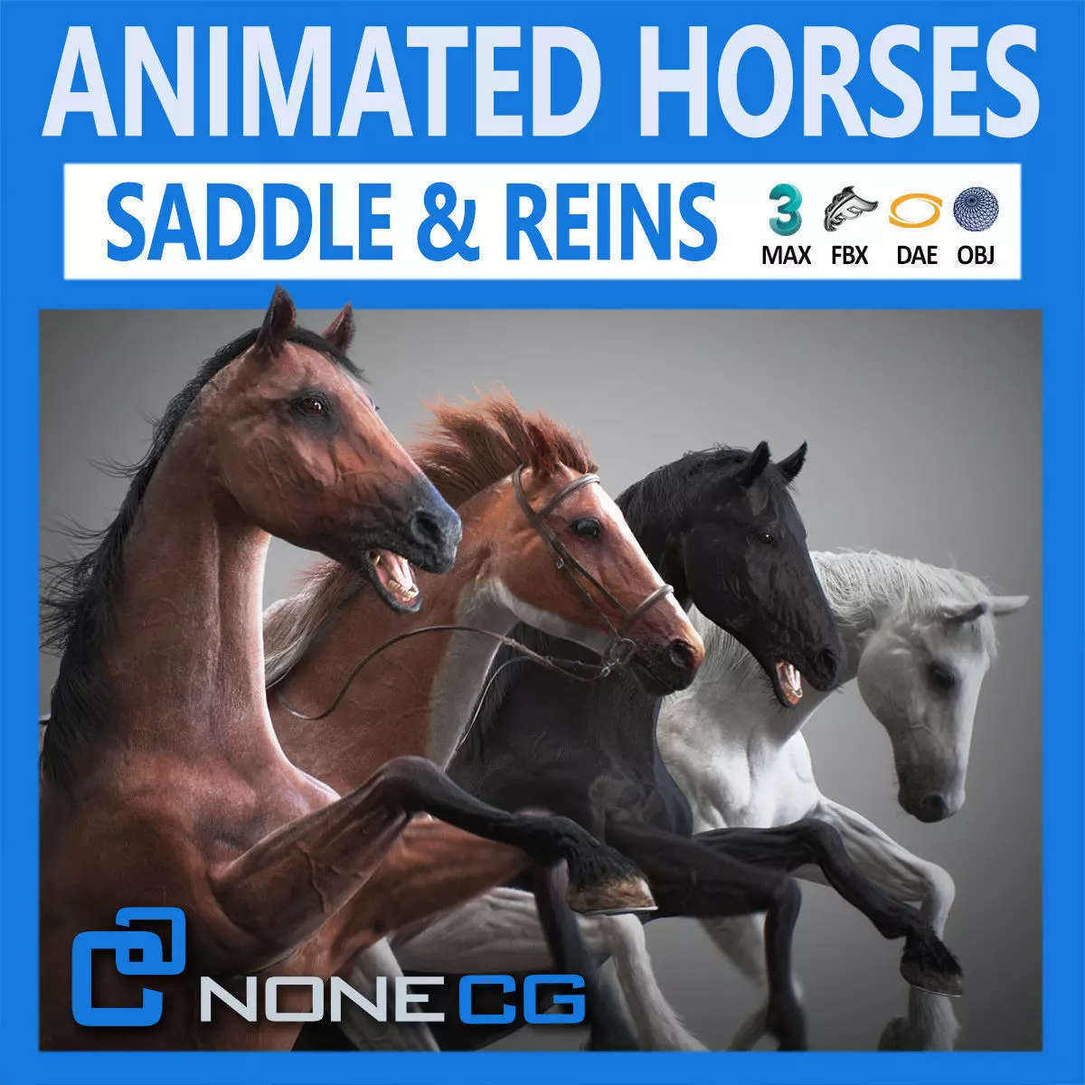 Animated Horses 3DS Max 3D model_0
