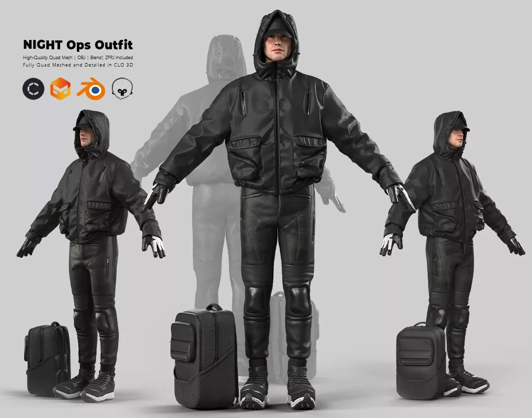 Night Ops Outfit 5 Piece Modular Set 4K 2K 3D model