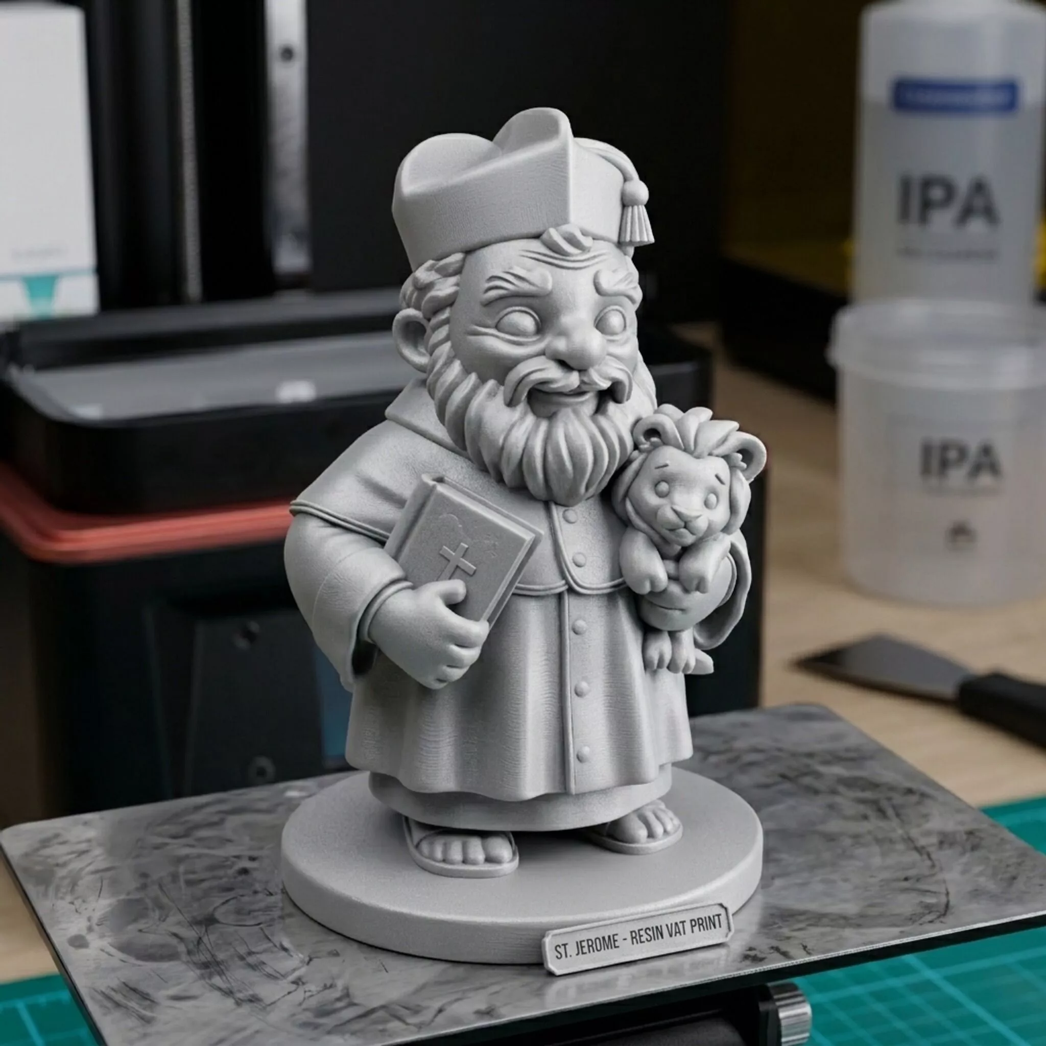 Saint Jerome Holding Book and Lion 3D print model