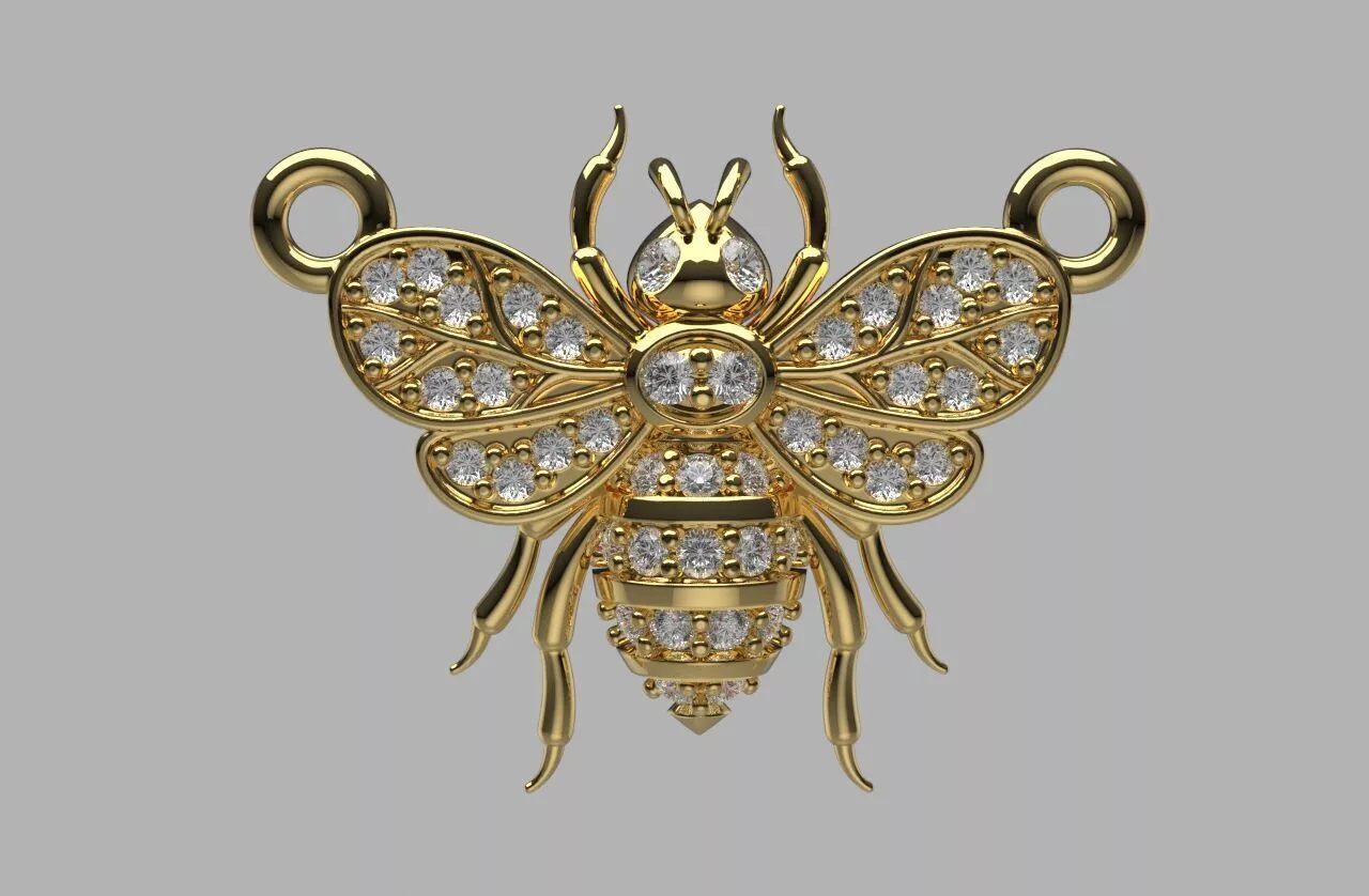 Dije abeja con diamantes Diamond bee necklace 3D print model