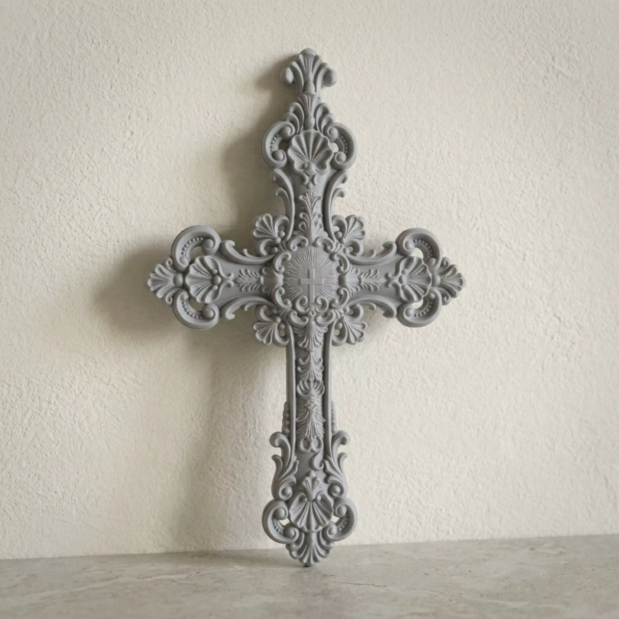 Ornate Cross with Scrollwork 3D print model