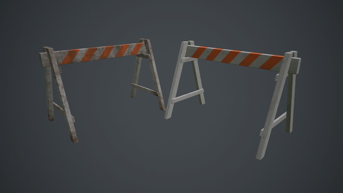 Traffic A-Frame Wood Barricade PBR Game Ready