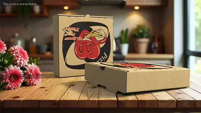 Pizza Delivery Box Design 3D model 2