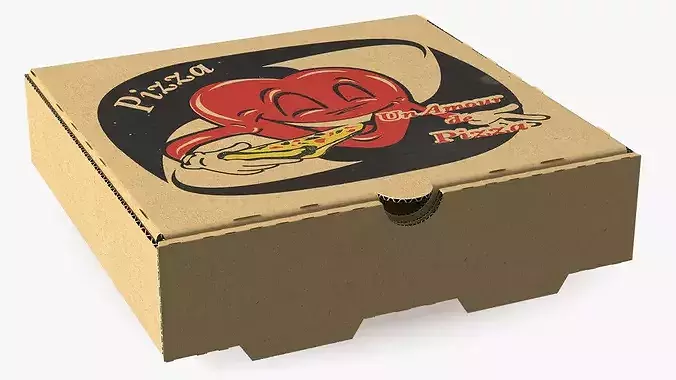 Pizza Delivery Box Design 3D model 6
