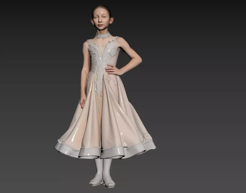 C96- Oriental Scene - Little Girl Dancing Latin Dance 3D model