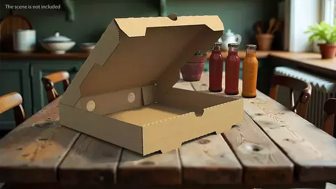 Open Pizza Box with Cartoon Tomato Design 3D model 3