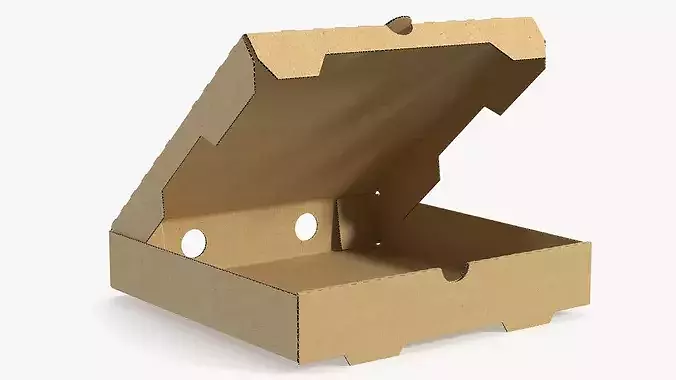 Open Pizza Box with Cartoon Tomato Design 3D model