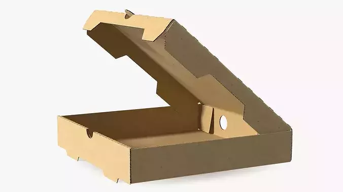 Open Pizza Box with Cartoon Tomato Design 3D model 7