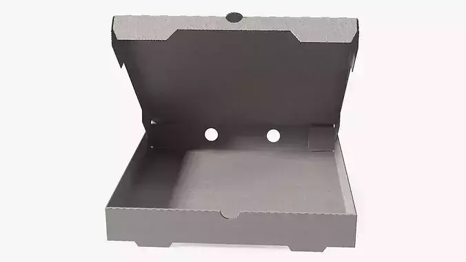 Pizza Box Open Gray 3D model 2