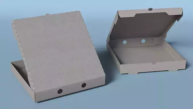 Pizza Box Open Gray 3D model 5