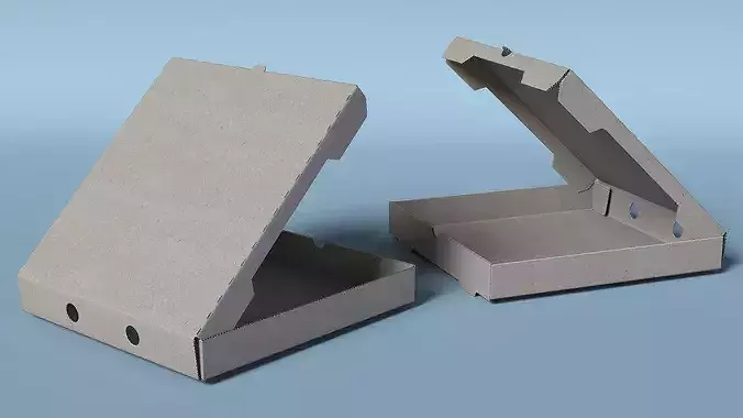 Pizza Box Open Gray 3D model 6