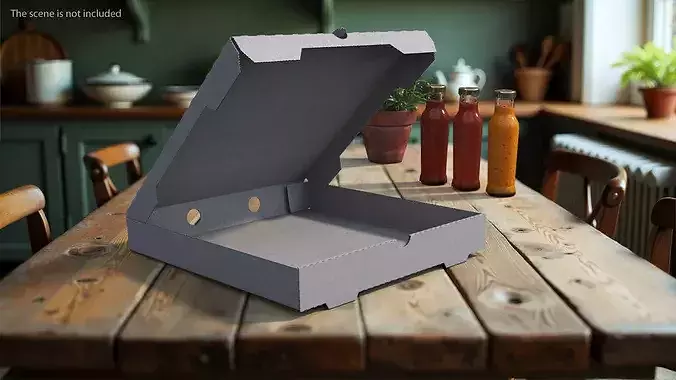 Pizza Box Open Gray 3D model 4