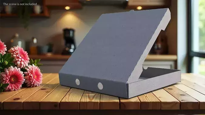 Pizza Box Open Gray 3D model 3