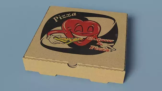 Pizza Box with Cartoon Tomato Design 3D model 4