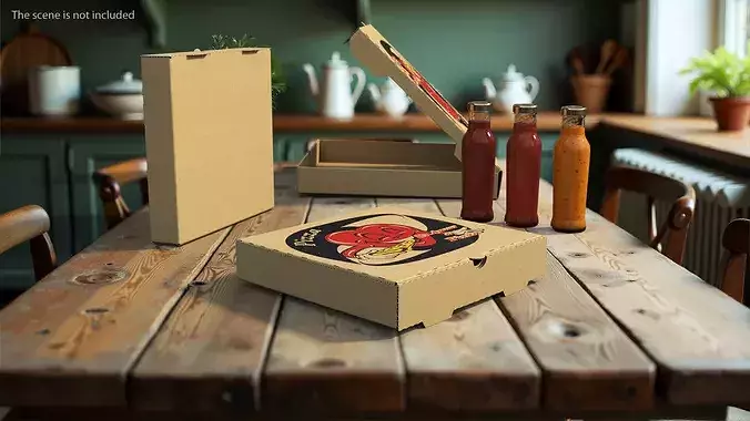 Pizza Box with Cartoon Tomato Design 3D model 3