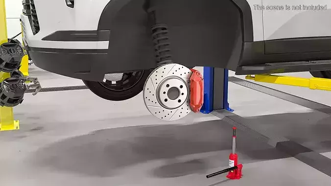 Red Racing Brake Rotor with Ventilation 3D model 3