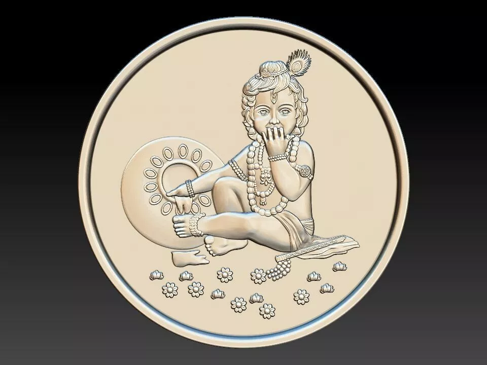 Decorative Medallion Little Krishna 3D print model