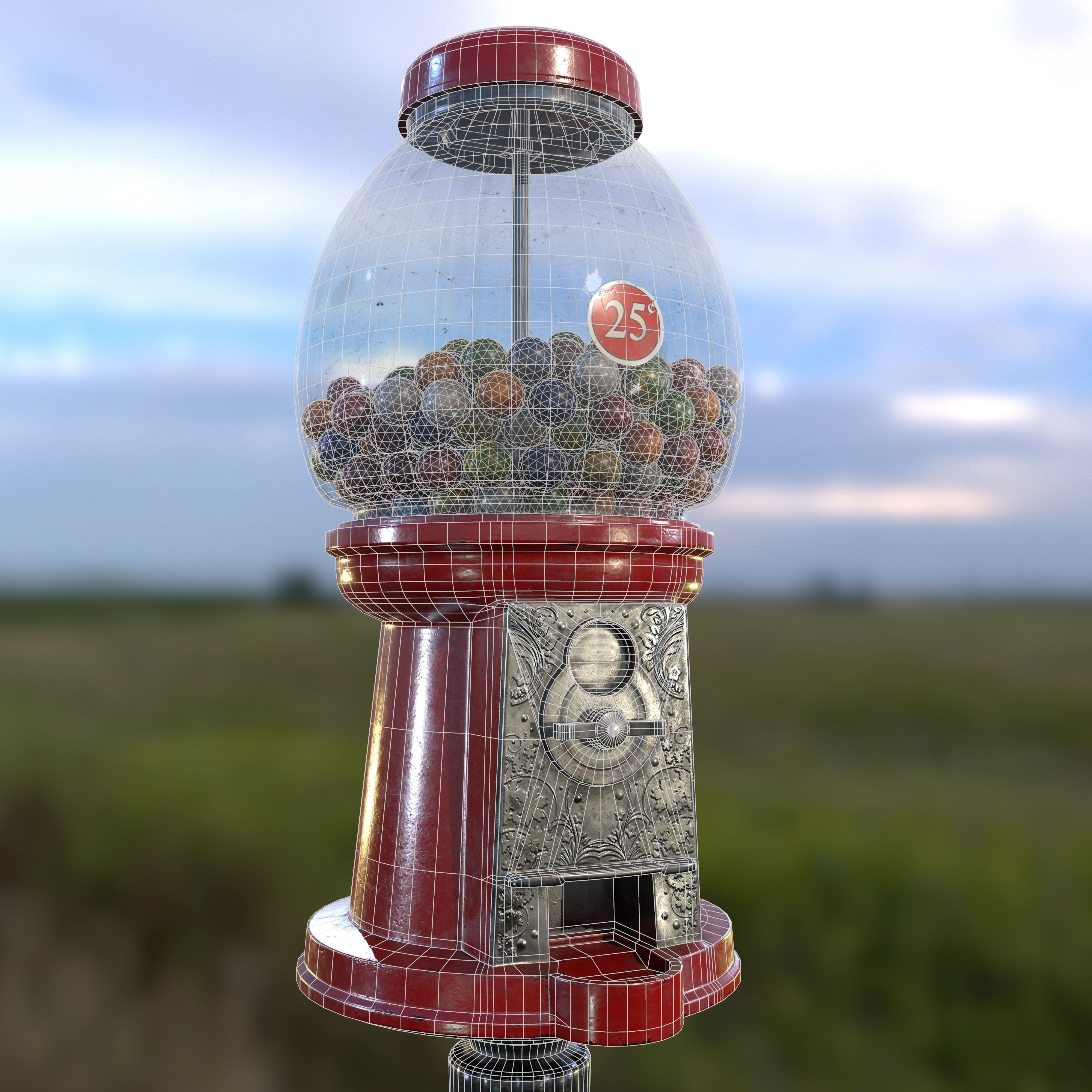 Gumball Machine Game Ready PBR Textures Low-poly 3D model_17