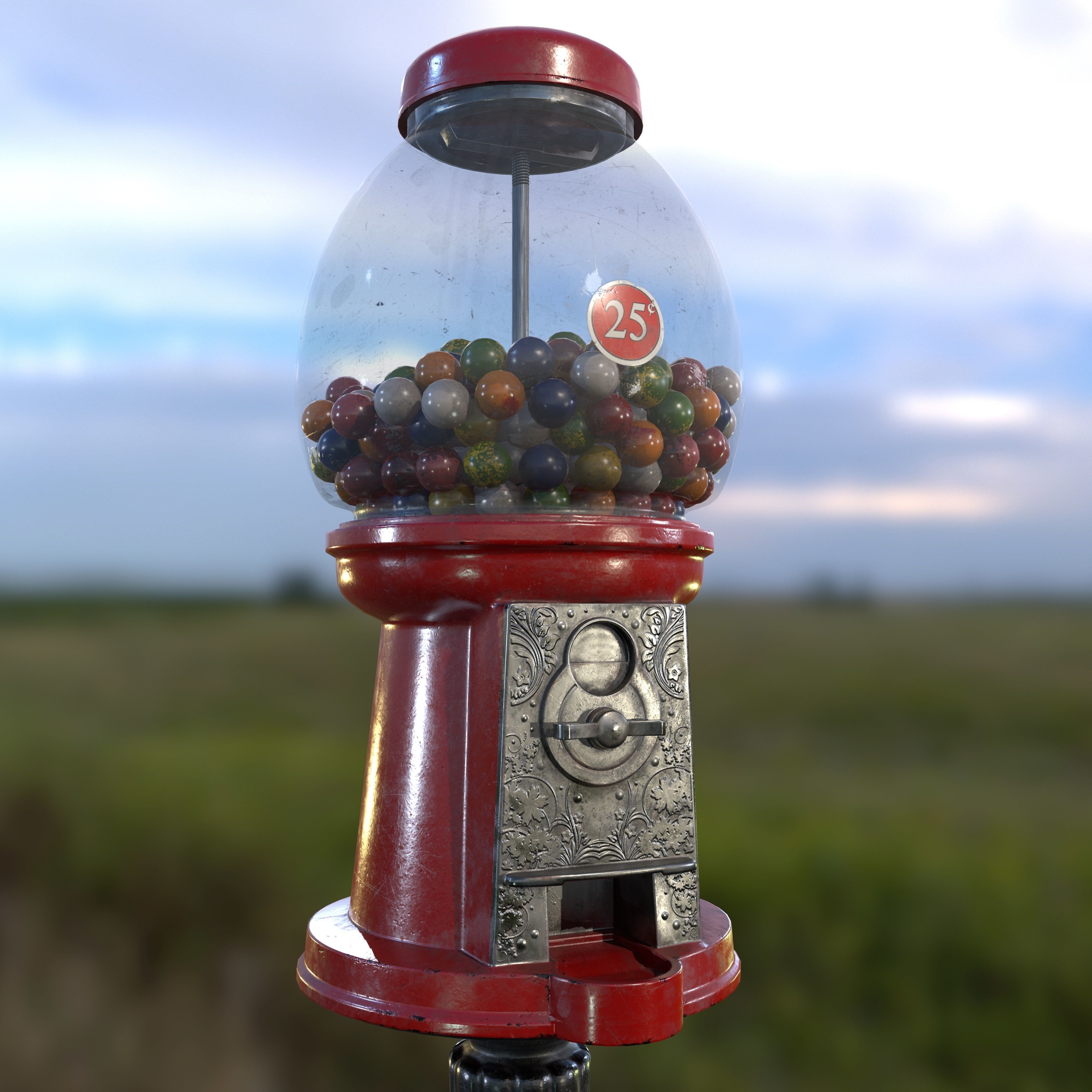 Gumball Machine Game Ready PBR Textures Low-poly 3D model_16