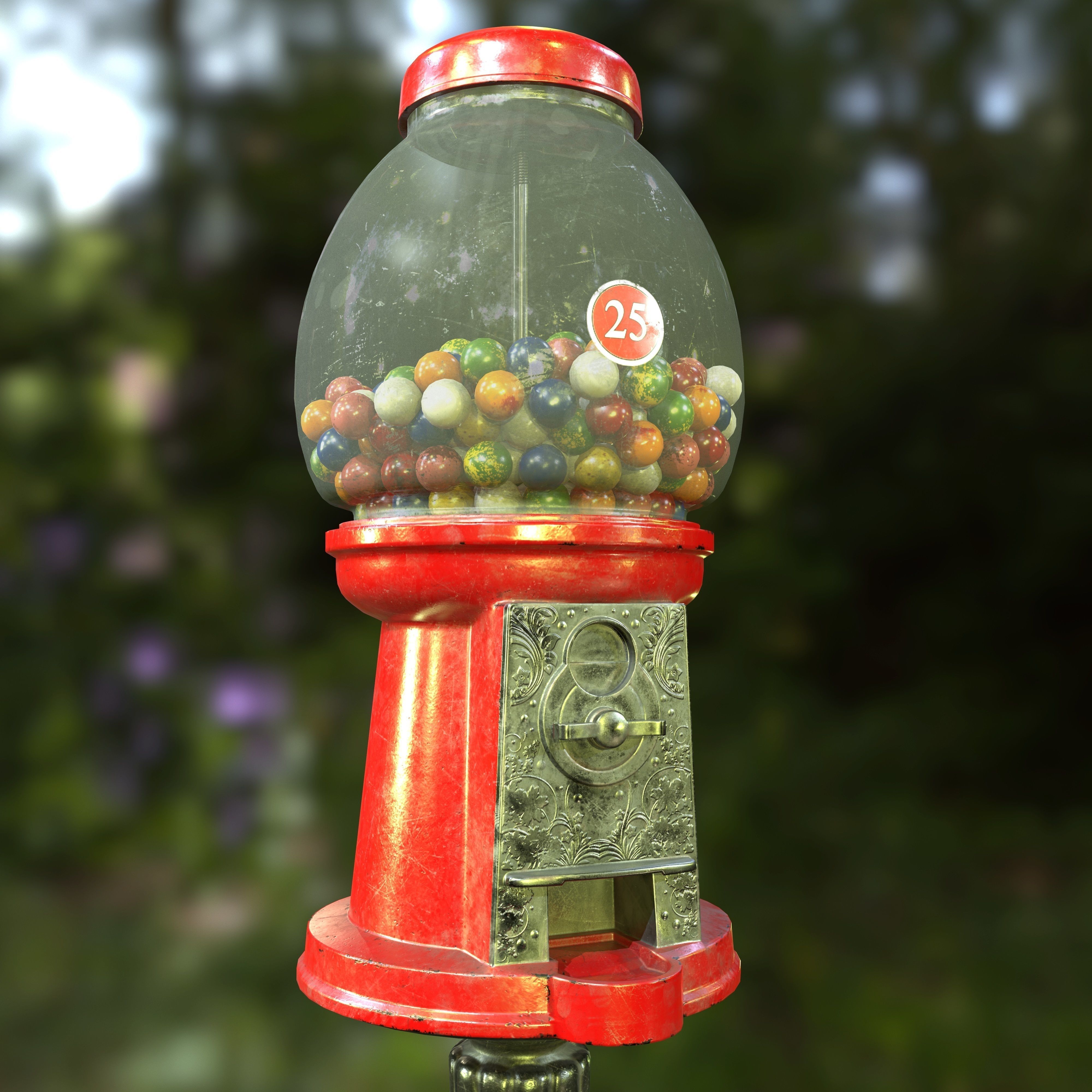 Gumball Machine Game Ready PBR Textures Low-poly 3D model_15