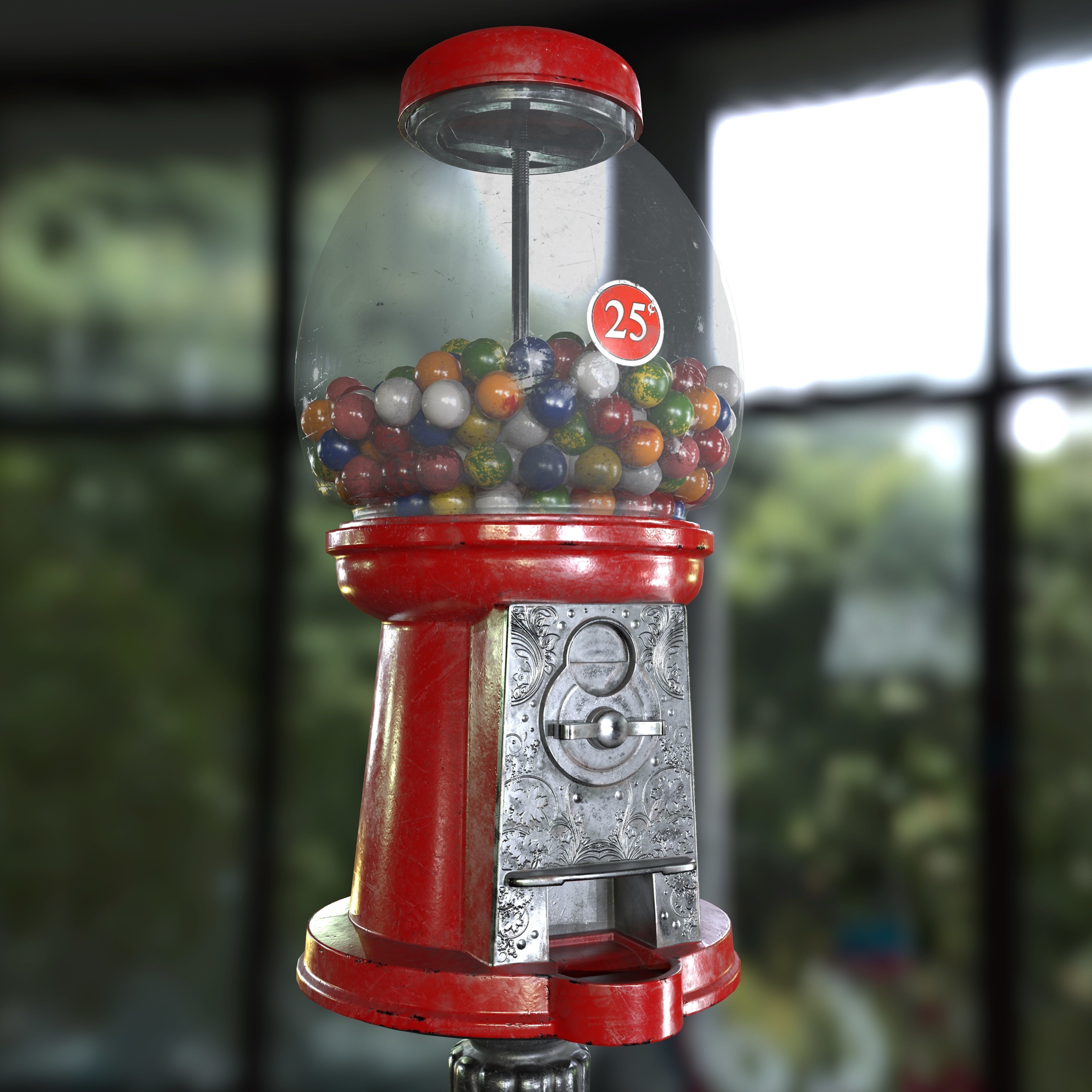 Gumball Machine Game Ready PBR Textures Low-poly 3D model_18