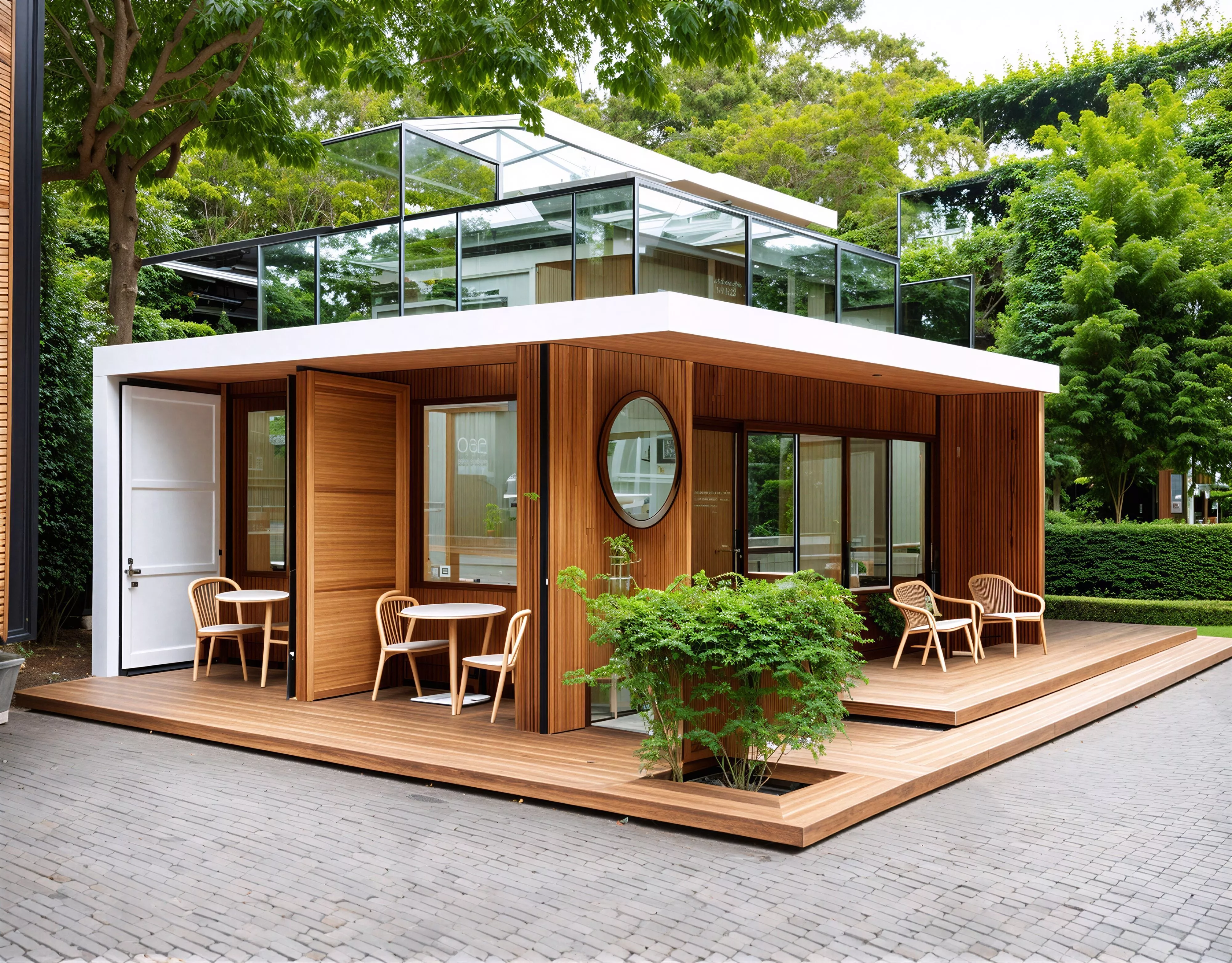 Wood Clad Prefab Glass Sunroom Tiny Cafe Villa 3D model