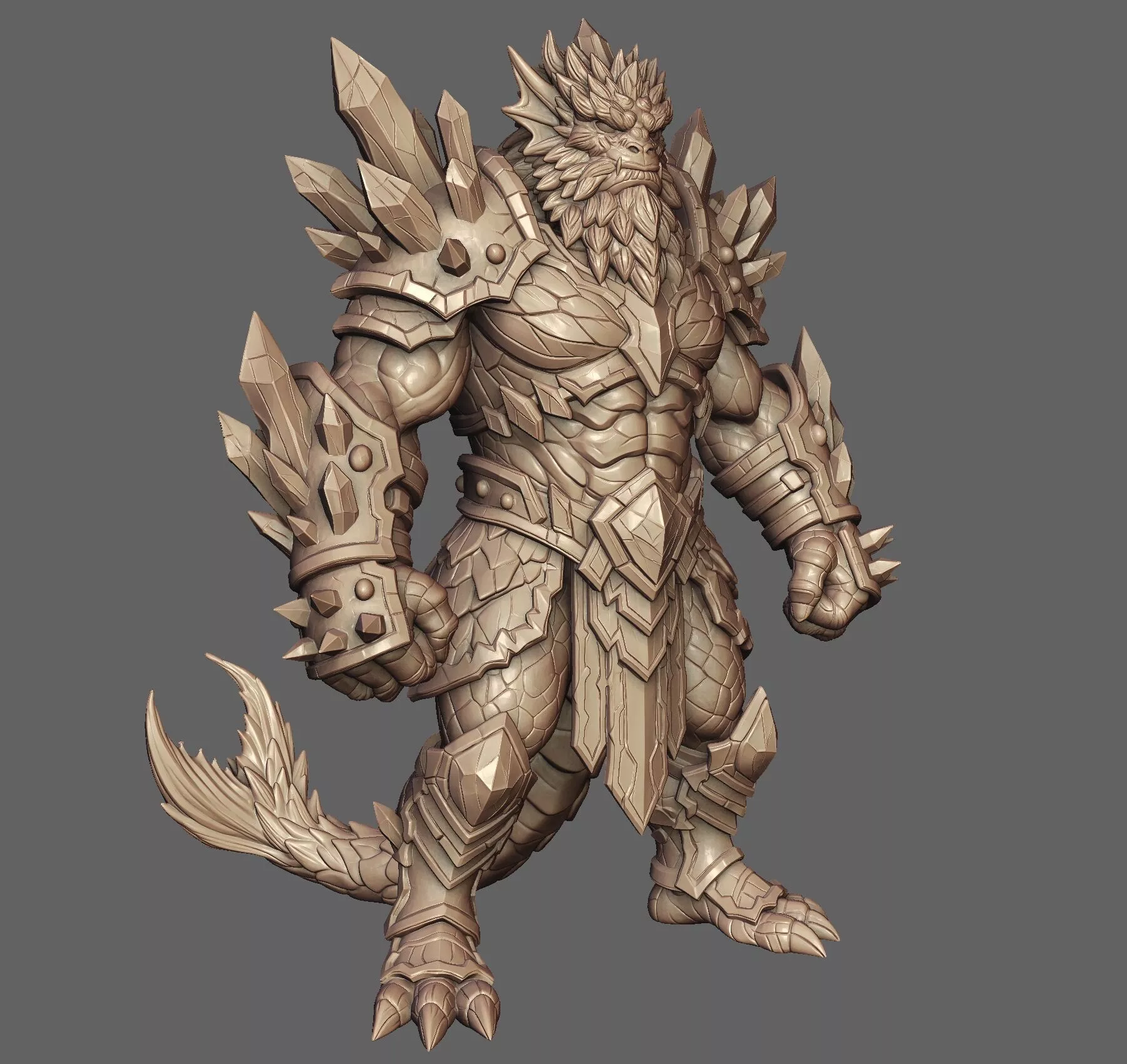 Crystalline Juggernaut Earth Dragonoid Miniature 3D Print Model 3D print model