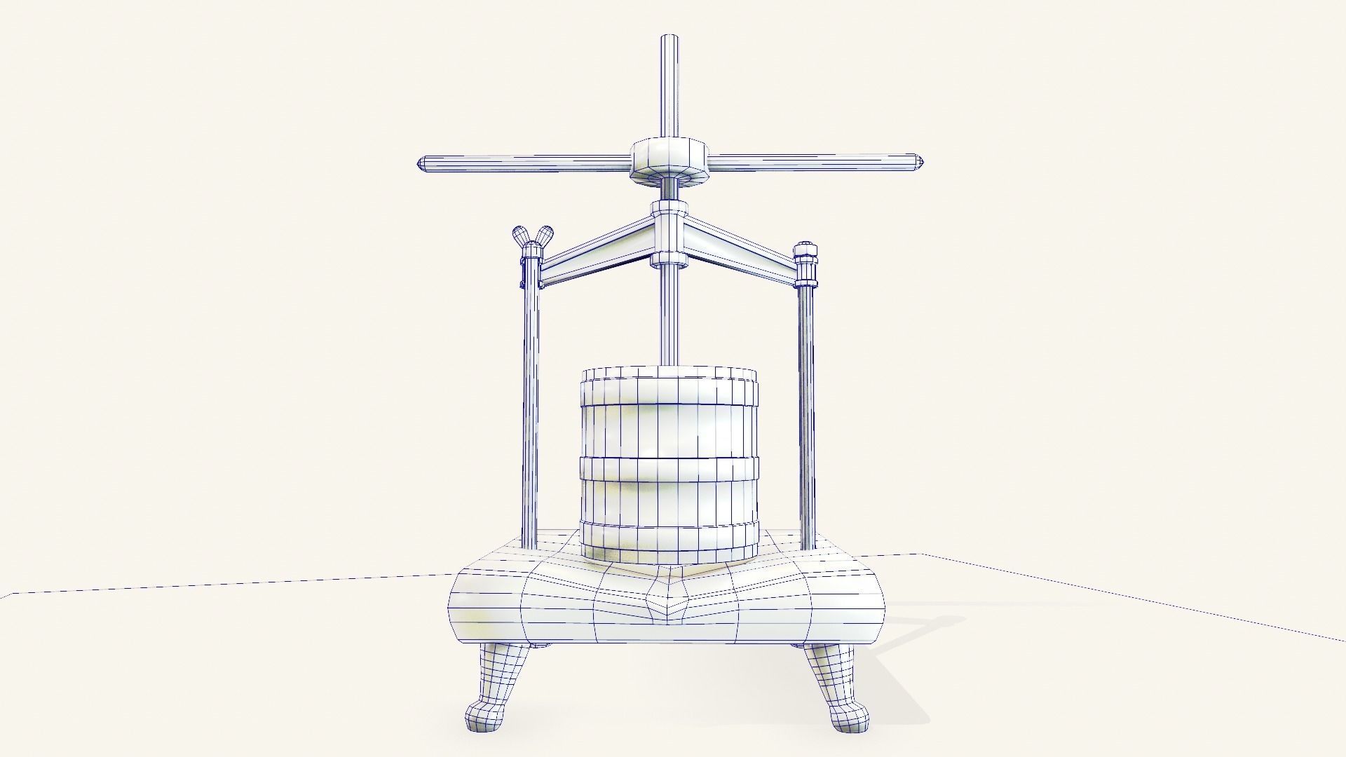 Antique Wine Press Low-poly 3D model_5