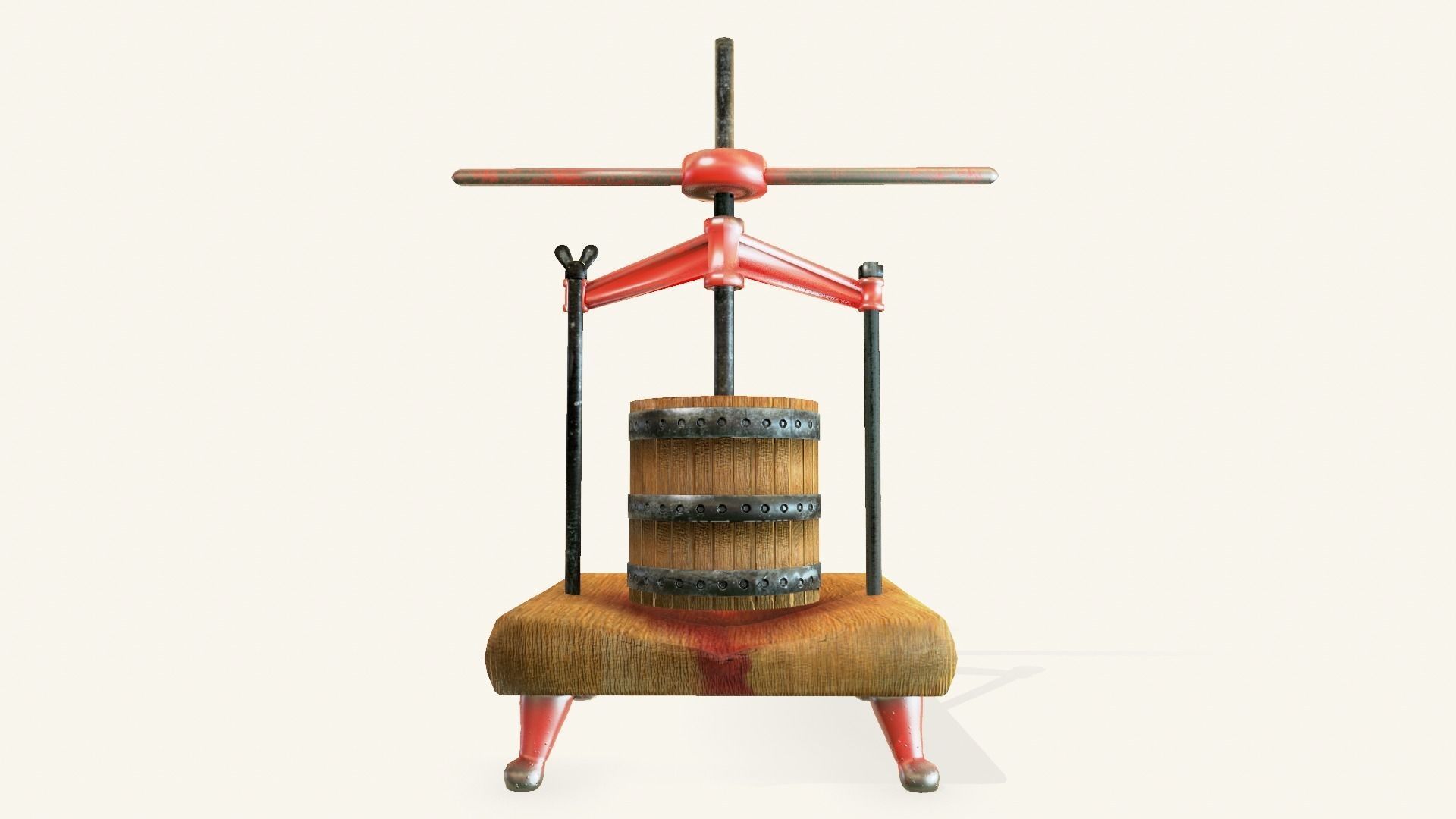 Antique Wine Press Low-poly 3D model_6