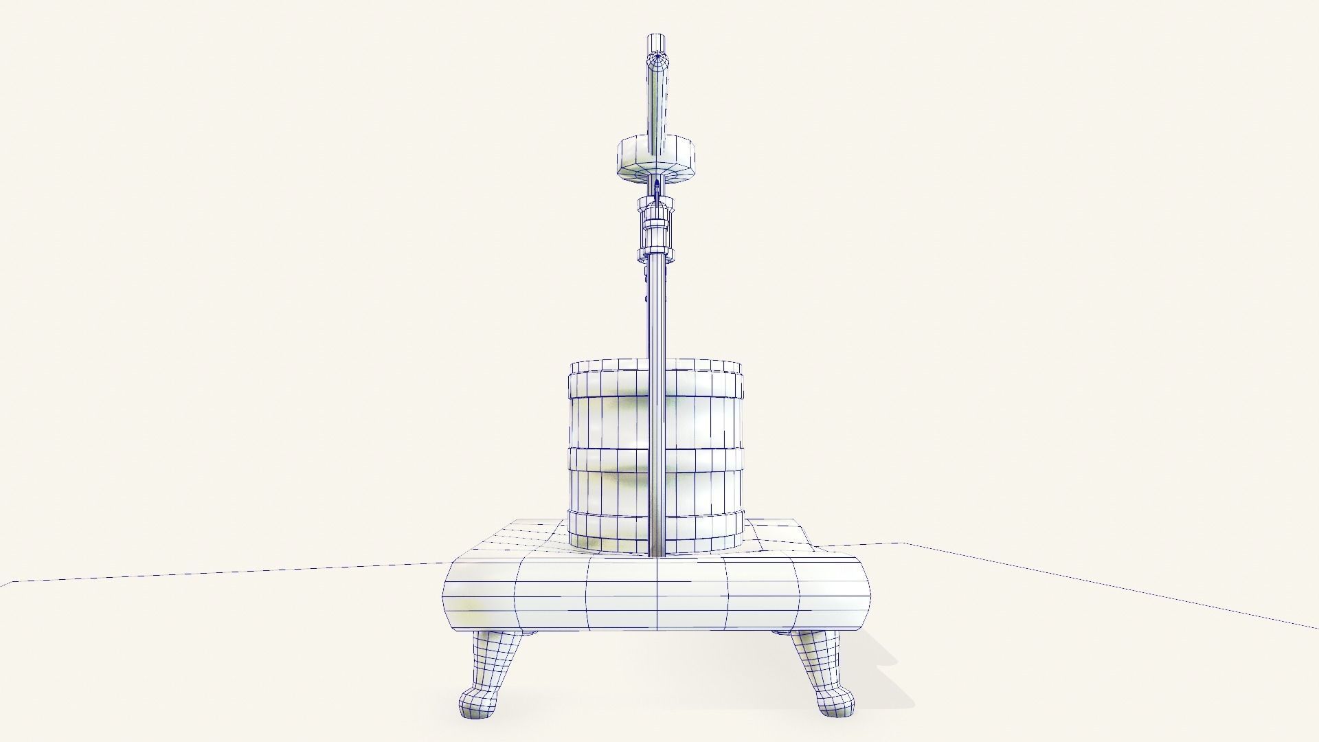 Antique Wine Press Low-poly 3D model_4