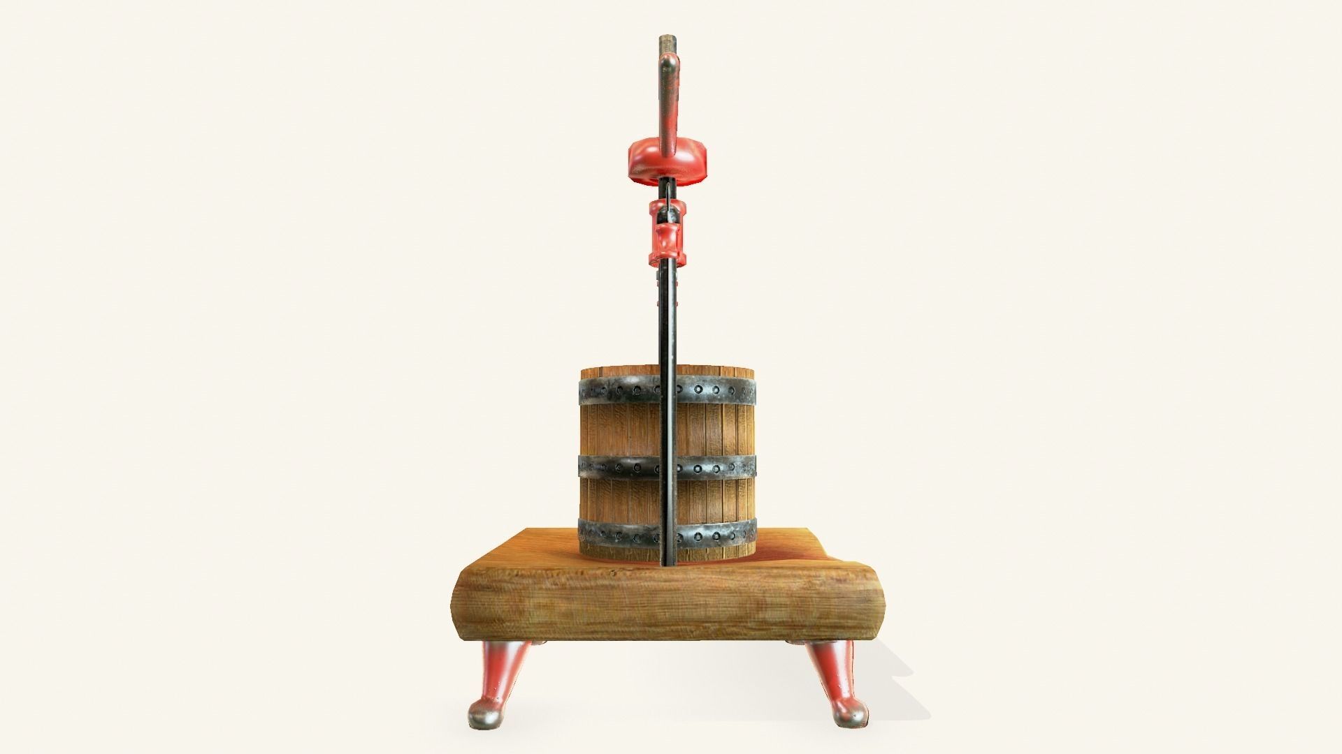 Antique Wine Press Low-poly 3D model_3