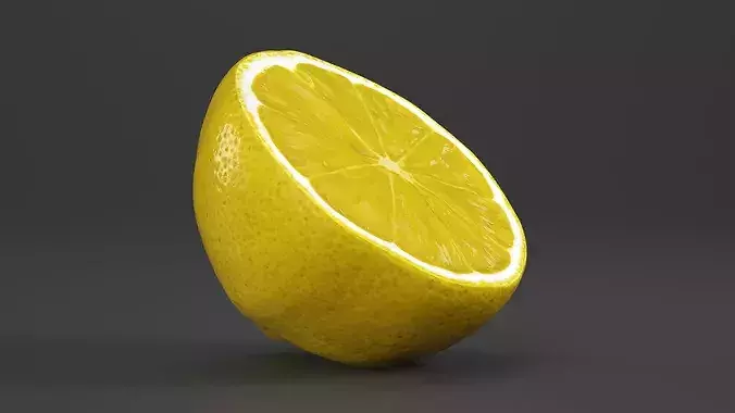 Sliced Lemon Half 3D model 2