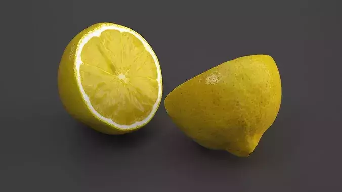 Sliced Lemon Half 3D model 3