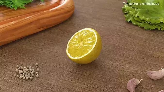 Sliced Lemon Half 3D model 4