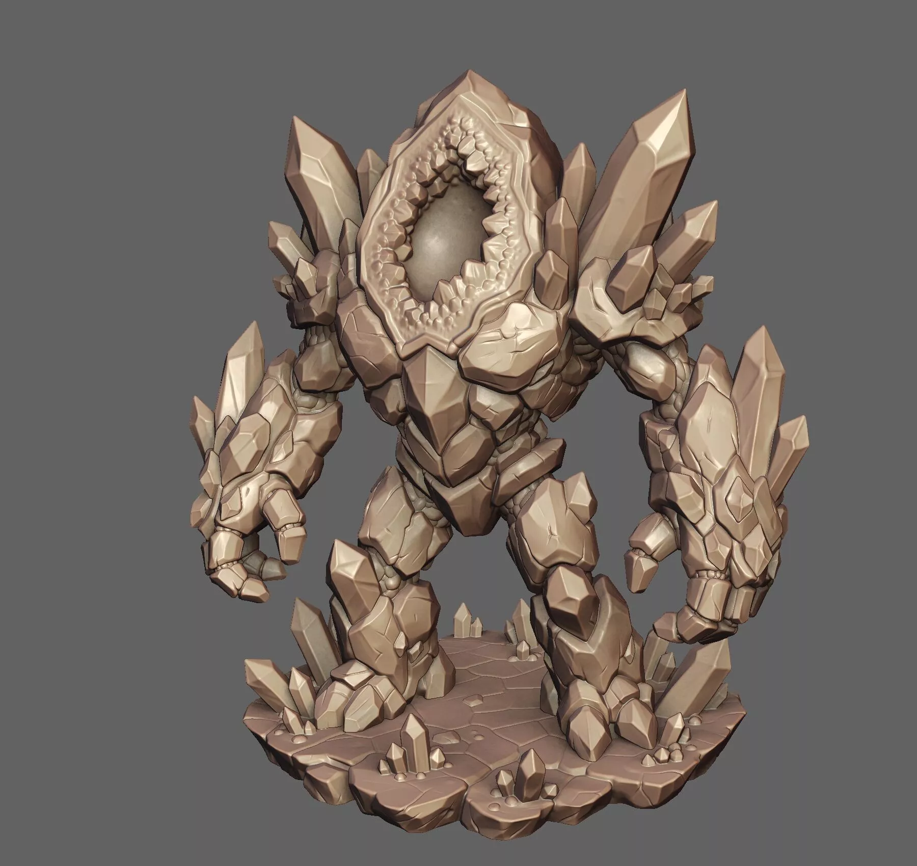 Geode Behemoth Crystal Golem - High Poly Tabletop 3D Print Model 3D print model