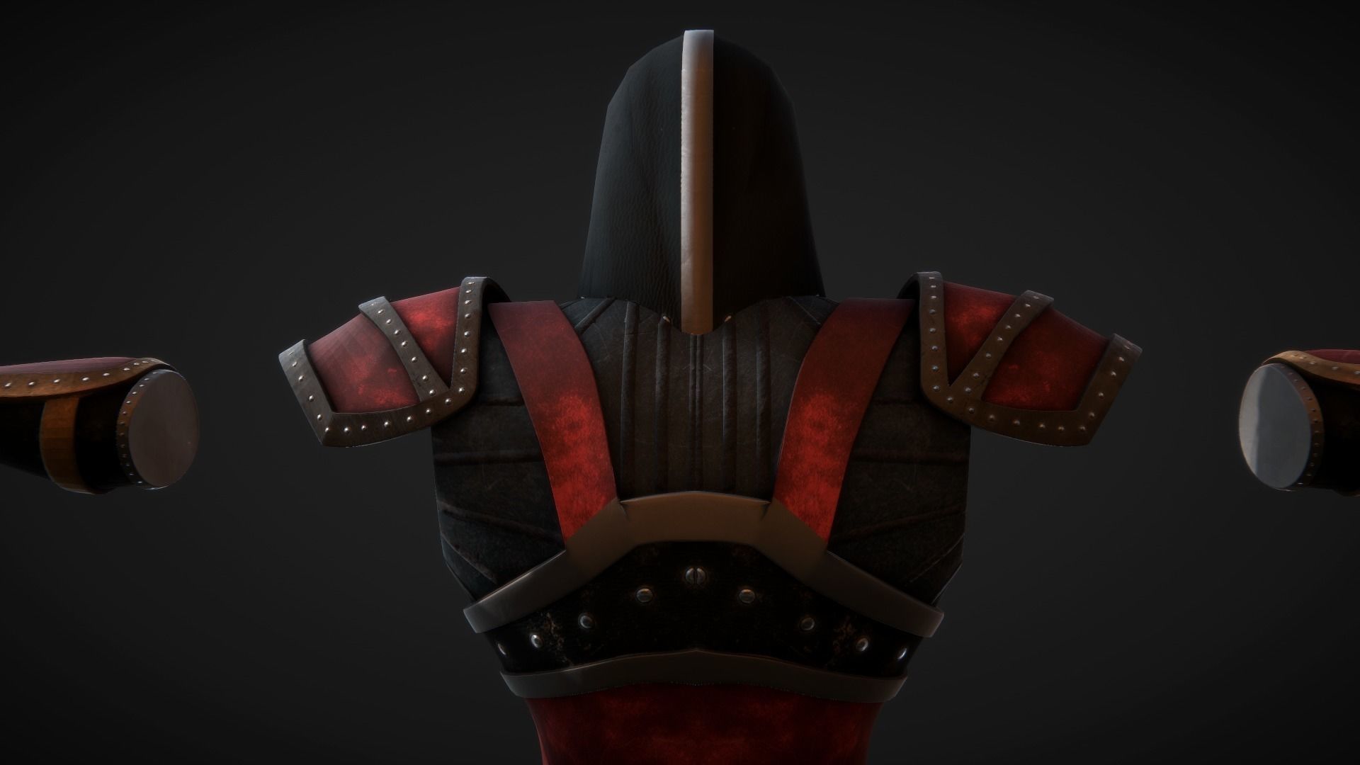 Red Leather Armor Set Low-poly 3D model_6