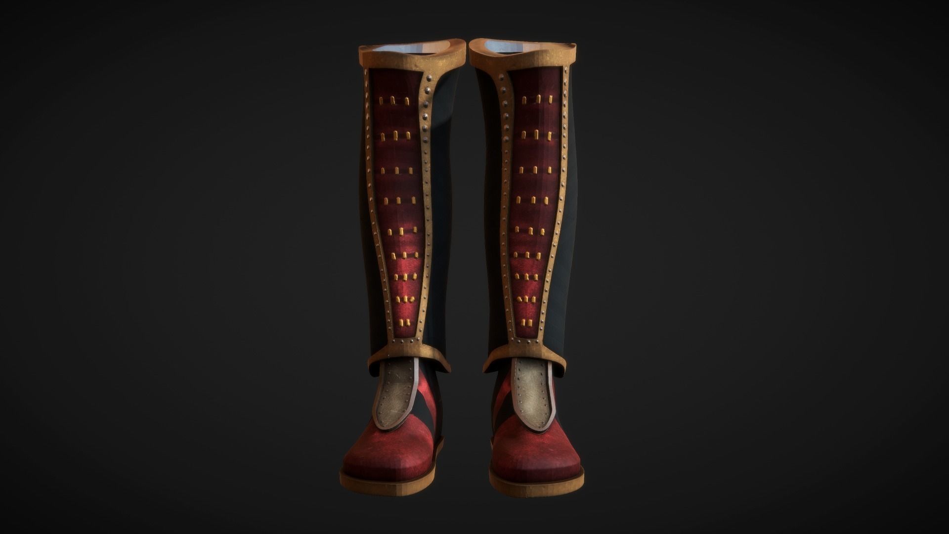 Red Leather Armor Set Low-poly 3D model_7