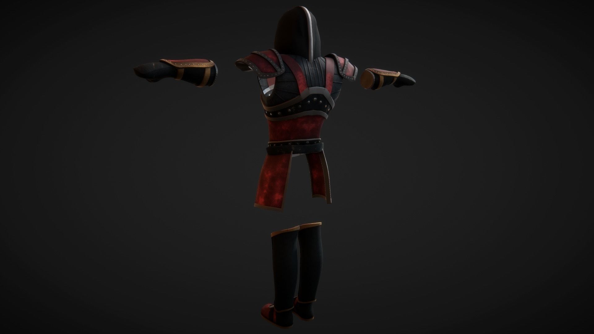 Red Leather Armor Set Low-poly 3D model_3