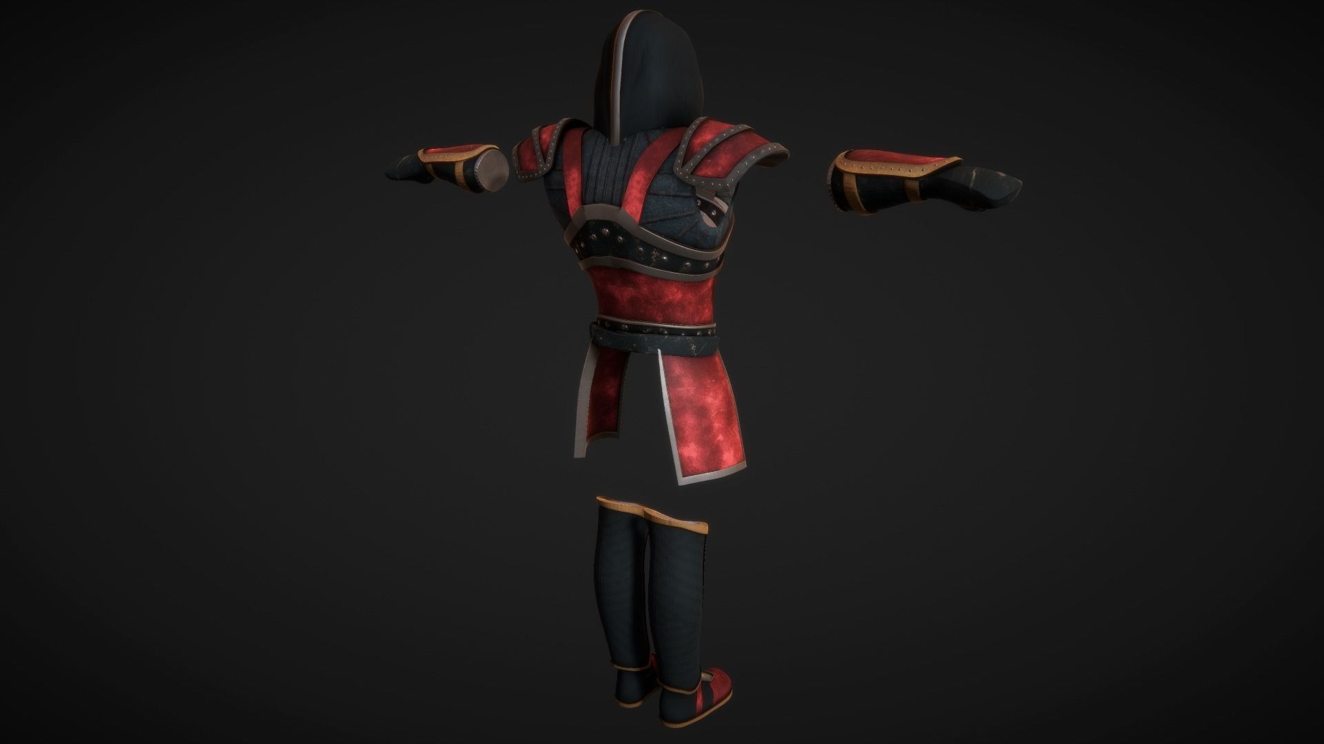 Red Leather Armor Set Low-poly 3D model_4
