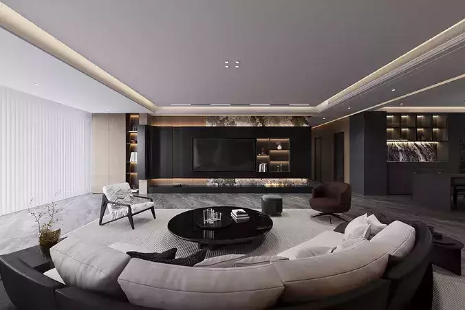 Italian-style living and dining room 3D model