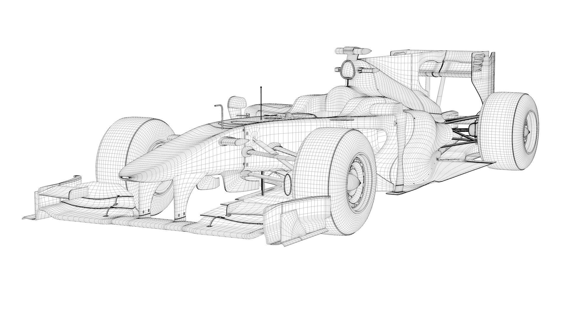 Ferrari F10 Formula 1 2010 No texture 3D model_11