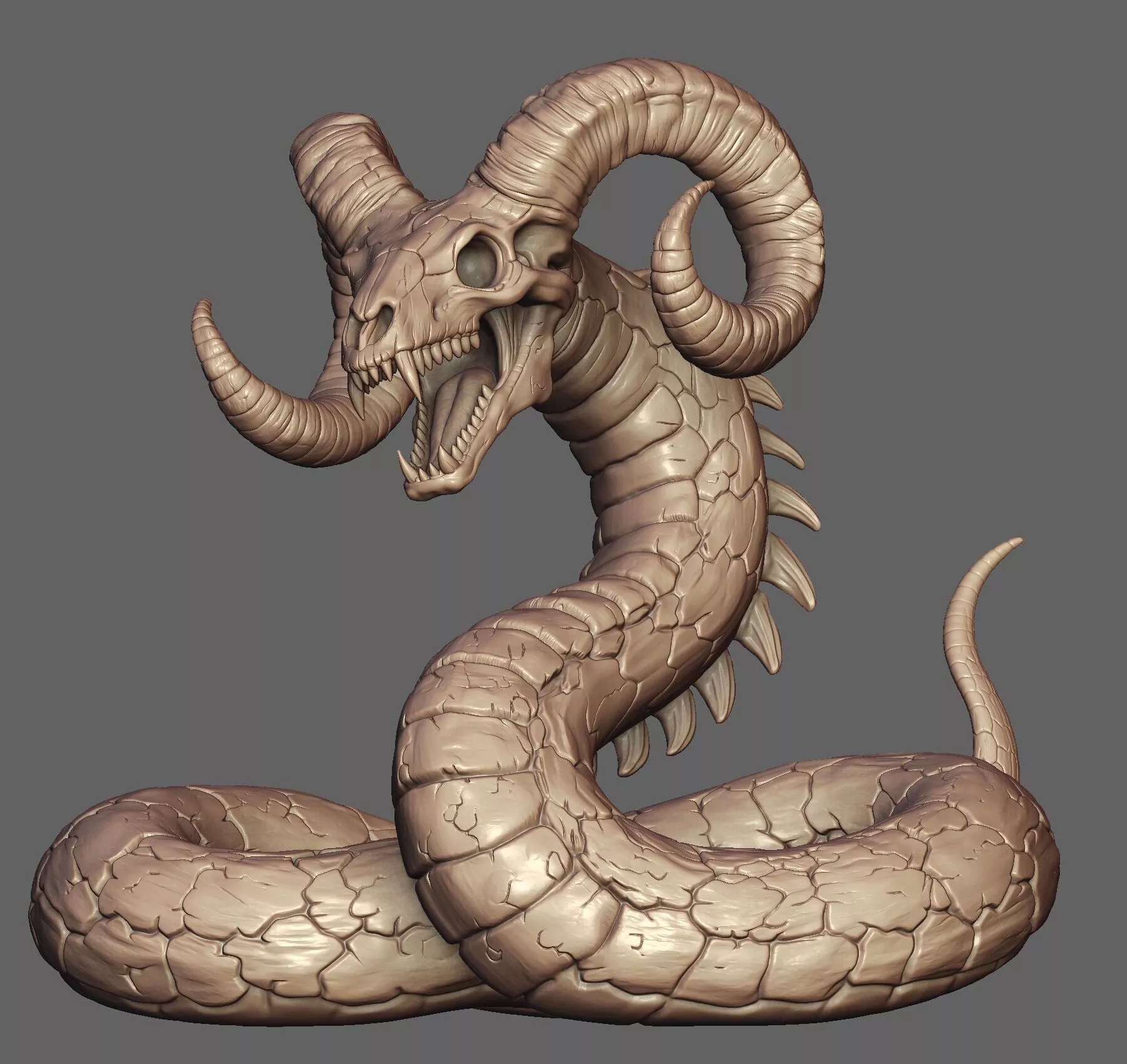 Horned Grave-Wyrm Undead Serpent 3D print model
