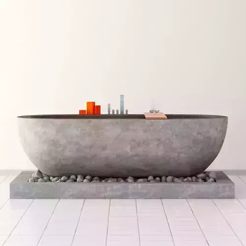 Stone bathroom on pebbles 3D model
