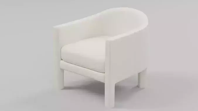 Modern Curved Barrel Accent Chair with Wooden Legs 01