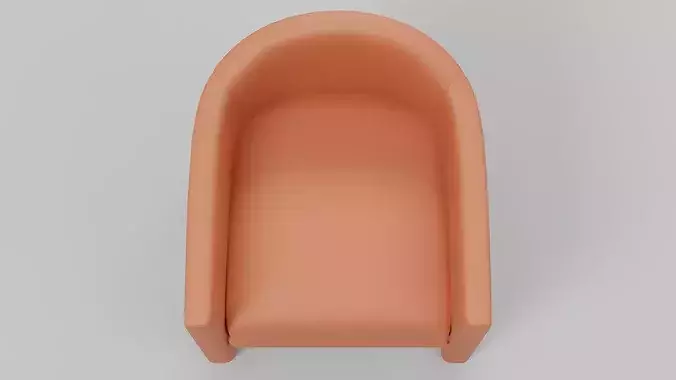 Modern Curved Barrel Accent Chair with Wooden Legs 03 Low-poly 3D model 4