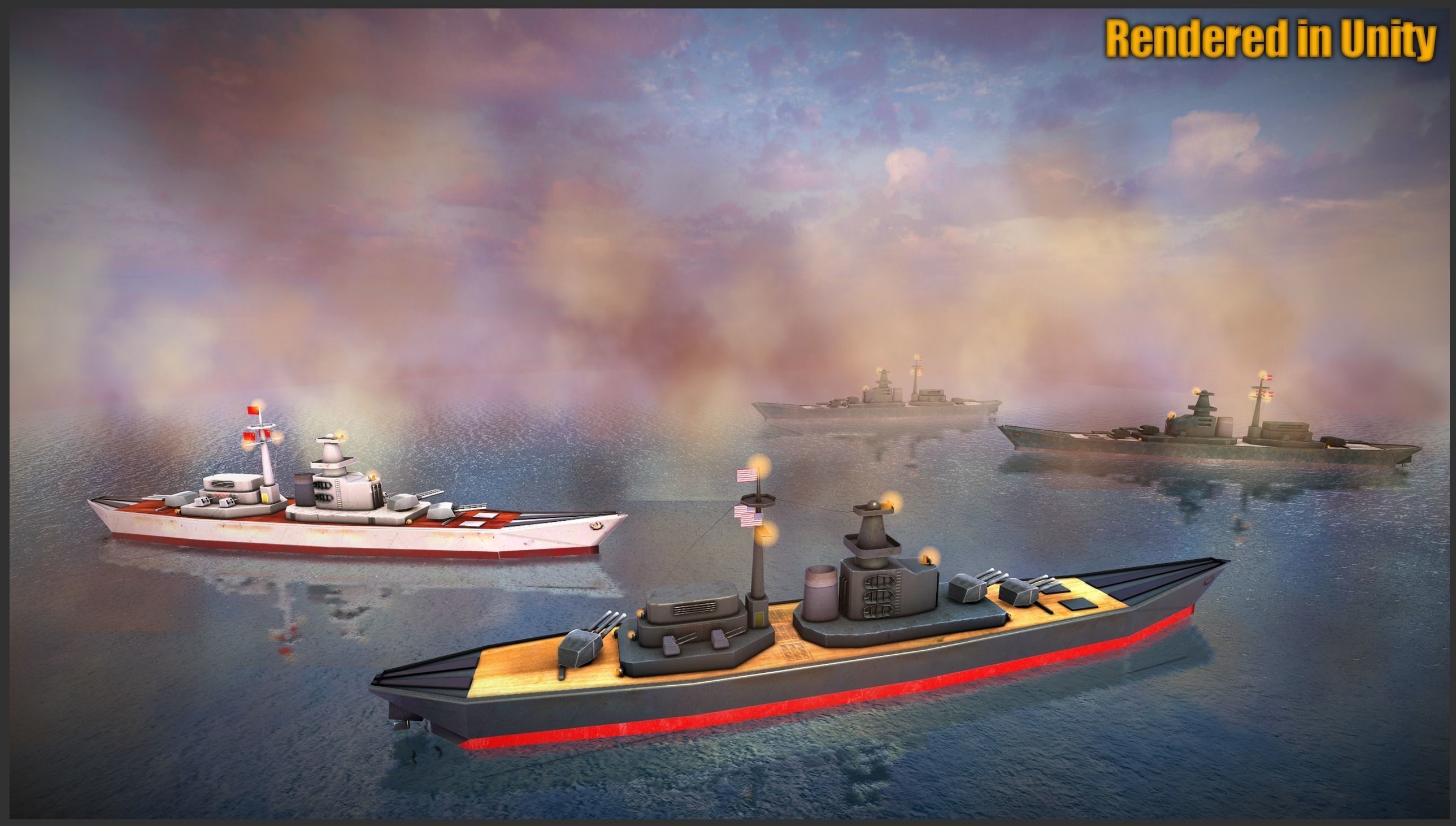 WWII Battleship Pack Low-poly 3D model_5