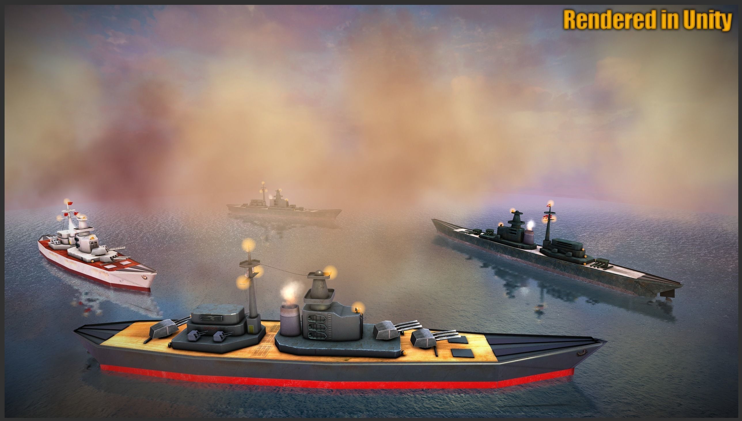 WWII Battleship Pack Low-poly 3D model_6