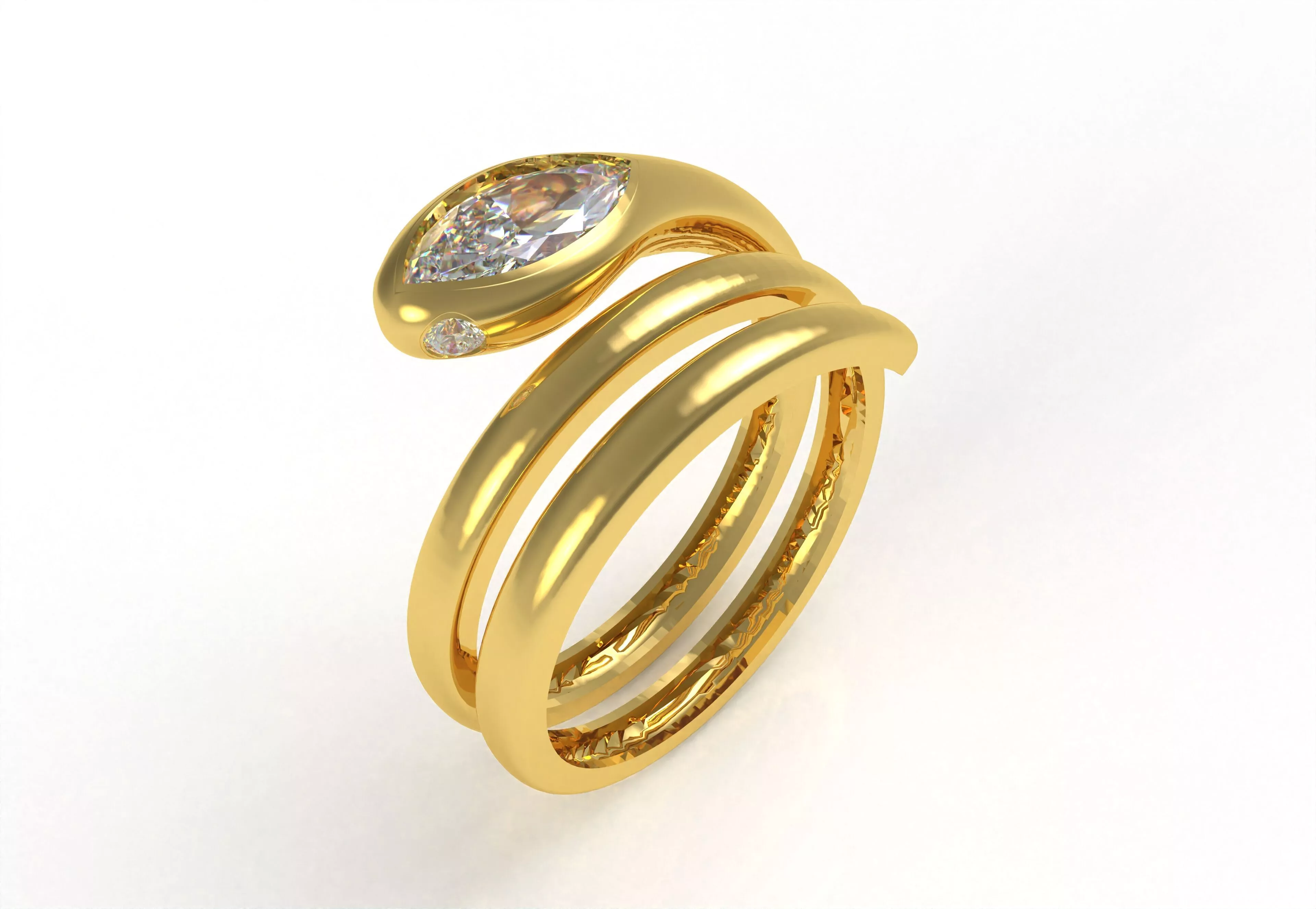Snack Marquise Diamond Women Ring 3D print model