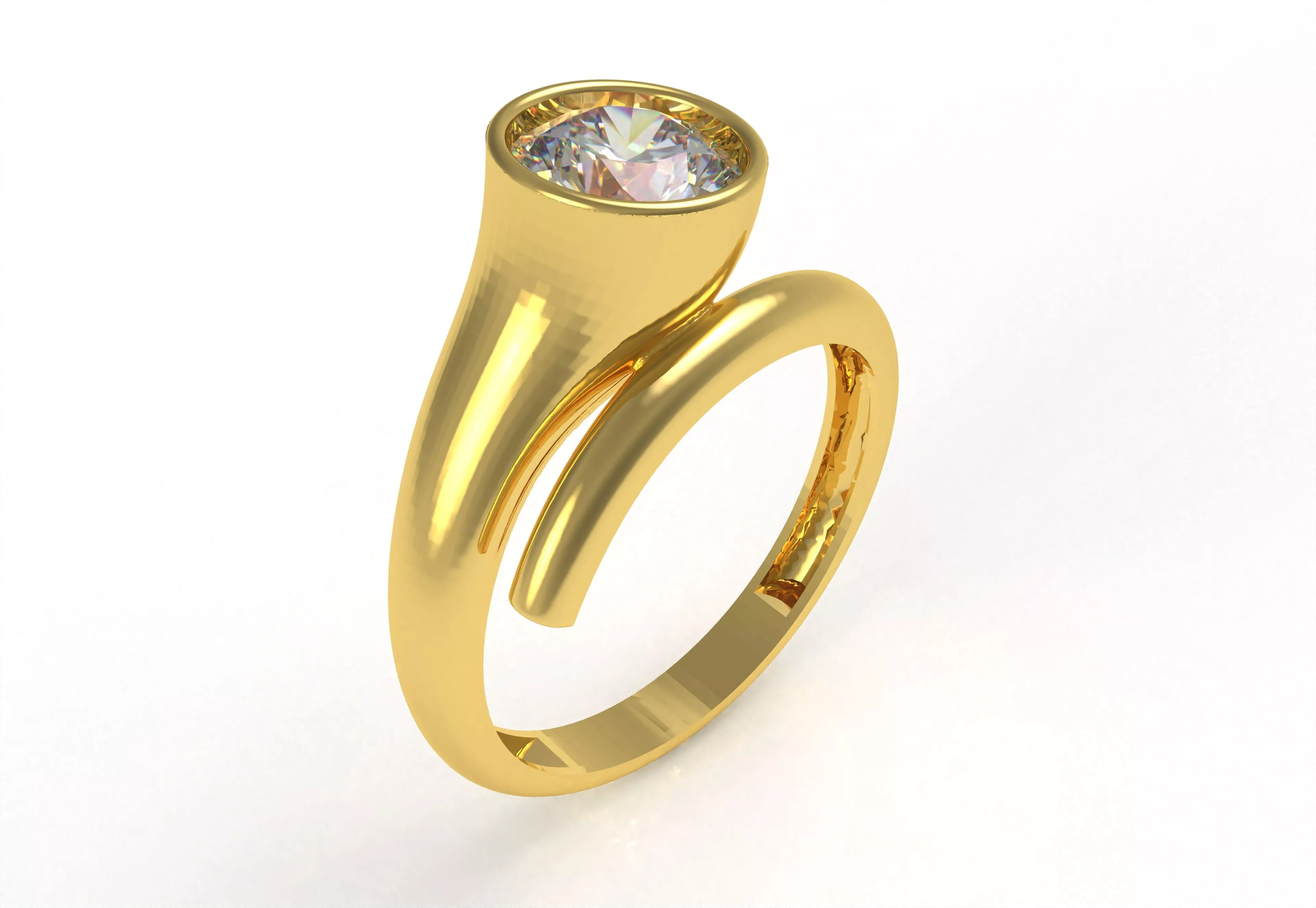 Round Diamond Women Ring 3D print model